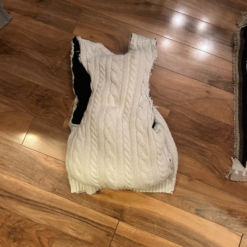 COPY - Originals Cable Knit Vest - Cream and Black